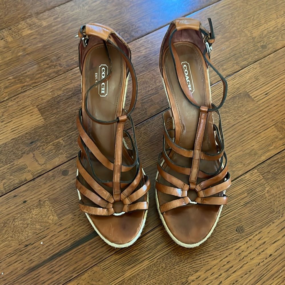 COACH brown heels with straps